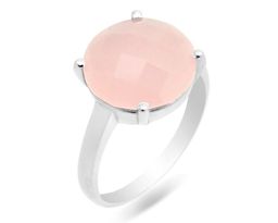 Кольцо из серебра розовый кварц, Ю-100М49