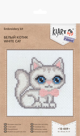 Klart набор для вышивания 12-059 Белый котик 10 х 10 см