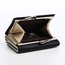 Кошелёк женский на кнопке, 10.5×3×8.5 см, однотонный, чёрный