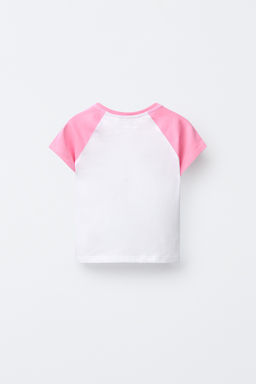 CAMISETA MANGA RANGL?N / Rosa / Blanco - Zara фото 3