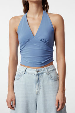 Trendyolmilla Bordo Boyundan Baglamal? Vucuda Oturan Esnek Orme Bluz TWOSS24BZ00061  фото 24