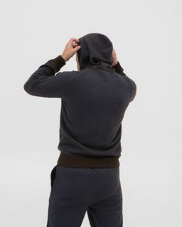 Джемпер из пуха яка и верблюда с капюшоном 4179 синий