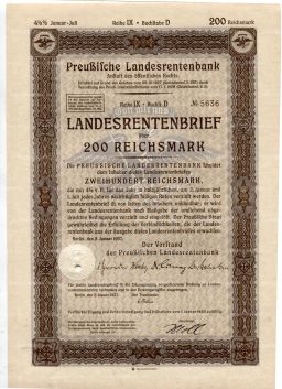 Облигация 4,5% 200 рейхсмарок 1937 года Германия