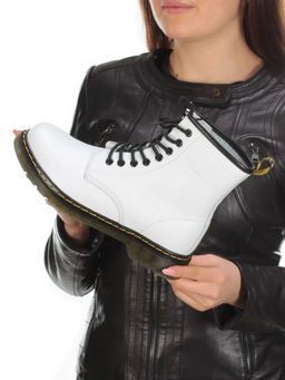 B6019-2 WHITE Ботинки демисезонные женские (натуральная кожа)