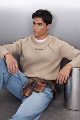 Vizon Regular/Normal Kesim Reglan Kollu Yaz? Bask?l? Sweatshirt TMNAW22SW0726