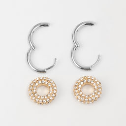 Серьги со съёмным элементом Трансформер круги, цвет серебро с золотом - Qf фото 2