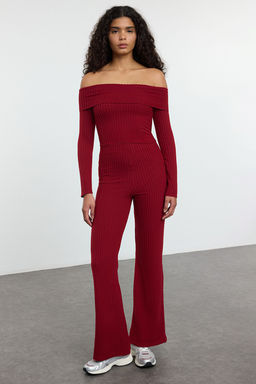 TRENDYOLMILLA Gri Melanj Yuksek Bel Esnek Fitilli Orme Pantolon TWOAW25PL00111 фото 6