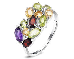 Кольцо, аметист , гранат , перидот , цитрин, Жаден