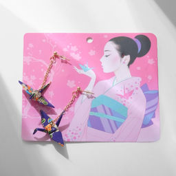 Серьги с жемчугом Япония тёмное оригами, цветные в золоте