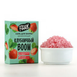 Соль для ванны, увлажнение, 100 г, аромат клубники, BEAUTY FOOD
