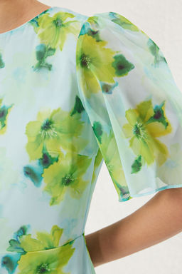 TRENDYOLMILLA Lila Cicek Desenli A Kesim Astarl? Midi Dokuma Elbise TWOSS20EL0908 фото 21