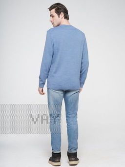 Джемпер мужской 202-12158. 18-4020/102/20781/9500 св.деним/молоко/красный/черный