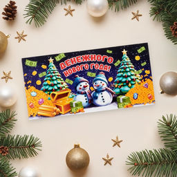 Цена за 10 шт. Конверт для денег «Денежного Нового Года!», 16 х 8 см