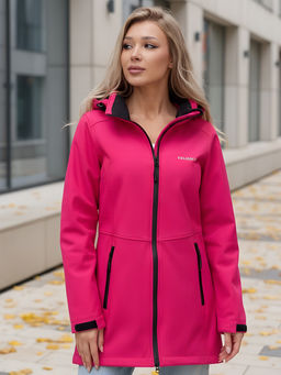 Парка спортивная женская с капюшоном softshell розового цвета 9568R - Mtforce фото 32