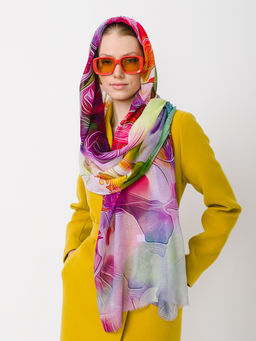 Большой мягкий очень нежный двусторонний палантин в стиле арт-деко