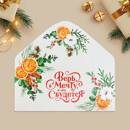 Цена за 10 шт. Конверт для денег «Новый год: Верь в мечту и она сбудется», 16.5×8 см