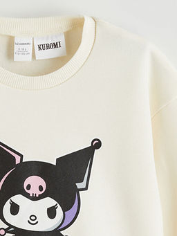 Kuromi Bask?l? K?z ?ocuk Kal?n Sweatshirt
