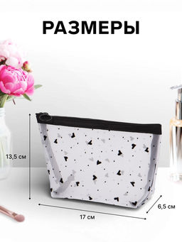 Косметичка женская Little love, с рисунком, на молнии, чёрная