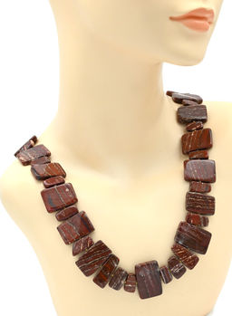 Колье из Яшмы красной "Парус", 61см, 121г