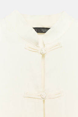 TOP SATINADO ALAMARES / Blanco roto