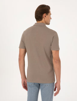 Koyu Vizon Slim Fit %100 Pamuk K_vr_lmaz Polo Yaka Basic Ti__rt