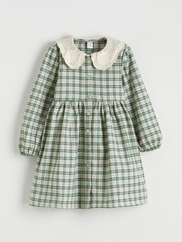 Bebe Yaka Ekose Flanel K?z ?ocuk Elbise