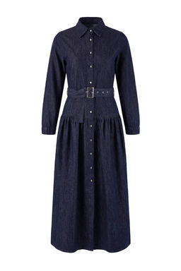 Koyu Mavi Kemerli Maxi Denim Elbise TWOSS26EL00030