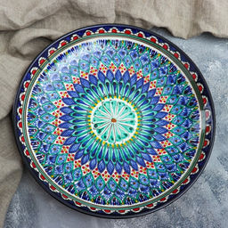 Ляган Риштанская Керамика «Узоры», 31 см, синий