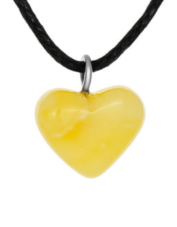 Миниатюрный кулон в форме сердца из медового текстурного янтаря