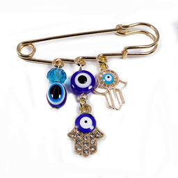 Булавка ладонь Фатимы и глазки 6х5см сильнейший оберег от всех видов порчи и сглаза