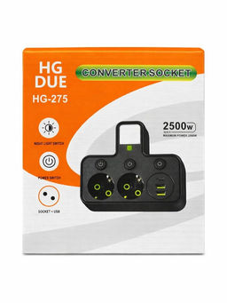 УЦЕНКА. Тройник - сетевой фильтр 2*220V, + 2*USB + Type-C (HG-275) с подсветкой, в коробке