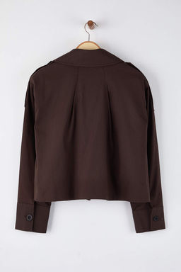 Bej Kruvaze Oversize K?sa Trenckot TWOAW26TR00020 - Trendyolmilla фото 19