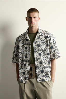 CAMISA RELAXED FIT ESTAMPADO MOSAICO / Blanco - Zara фото 2