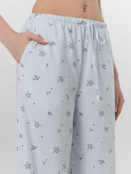 Брюки домашние женские голубые с цветочным принтом - Mark formelle фото 4