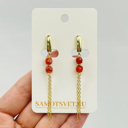 Серьги длинные из Сардоникса