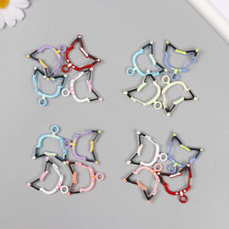 Цена за 4 шт. Карабин металл с кольцом «Кошечка с ошейником», 3.4×3.3 см, МИКС