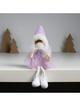 Интерьерная кукла текстильная Девочка в сиреневом платьишке с пушистым воротником, 7.2?7?18 см - Simaland фото 2