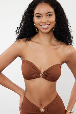Kahverengi Straplez Premium Aksesuarl? Mix&Match Bikini Ustu TBESS24BU00150