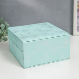 Шкатулка кожзам для украшений Серебрянный блеск на голубом 8х14,5х14,5 см - Simaland фото 7