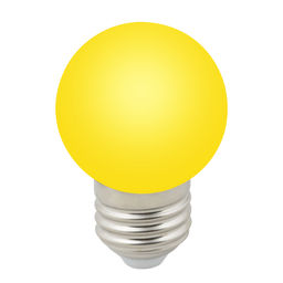 LED-G45-1W/YELLOW/E27/FR/С Лампа декоративная светодиодная. Форма "шар", матовая. Цвет желтый. Картон. ТМ Volpe.