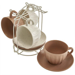 Чайный набор 8 пр. (240 мл) на металлической подставке "Latte" Ф11-060К/8