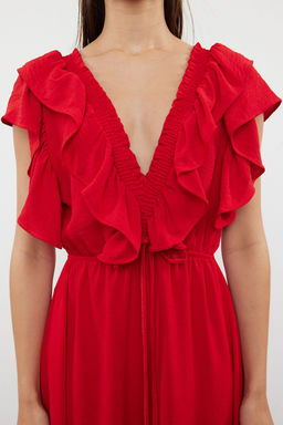 Siyah Duz A Kesim Volanl? Dokuma Elbise TWOSS24EL01053 - Trendyolmilla фото 12