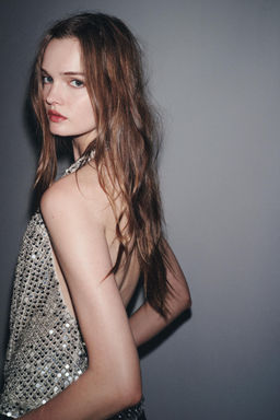 ZW COLLECTION HALTER SEQUIN TOP - Zara фото 3