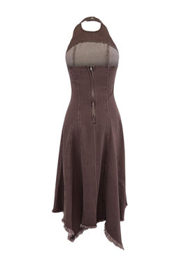 Kahverengi Duz Midi Denim Elbise TWOSS26EL00389 - Trendyolmilla фото 2
