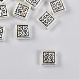 Цена за 10 шт. Бусина для творчества металл «Узор из узлов», серебро 1×1 см