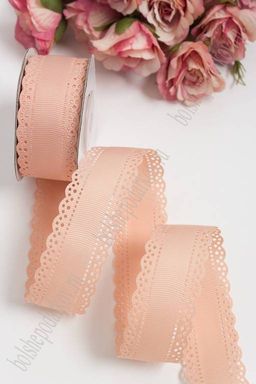 Лента репсовая с ажурными краями 3 см*10 ярд (SF-1750) персиковый №213
