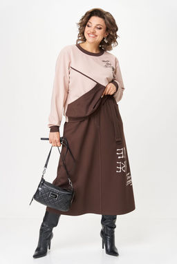 Костюм Aira Style 24129 пудра+коричневый  фото 2