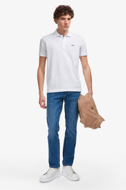 Erkek Regular Fit Polo Yaka Beyaz Basic Ti__rt