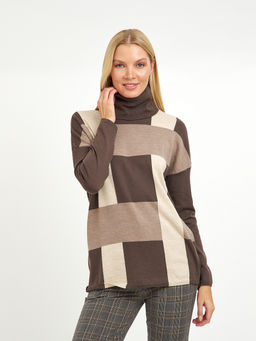 водолазка женская из шерсти в крупную клетку