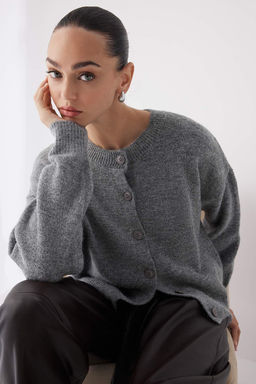 Wardrobe Essentials Antrasit Alpaka Yunu Kar?s?ml? Genis Kal?p Triko H?rka | TWOAW26HI00089